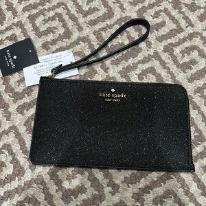 Kate Spade Black Glitter Wristlet - NEW with Tags